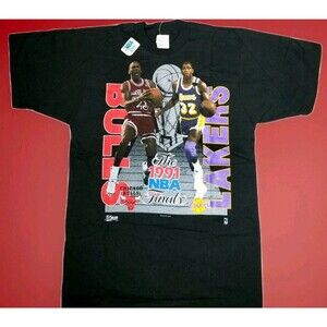 NBA FINALS 1991 JORDAN & MAGIC TSHIRT SINGLE STICH SALEM Sz M CHICAGO BULLS NWT!